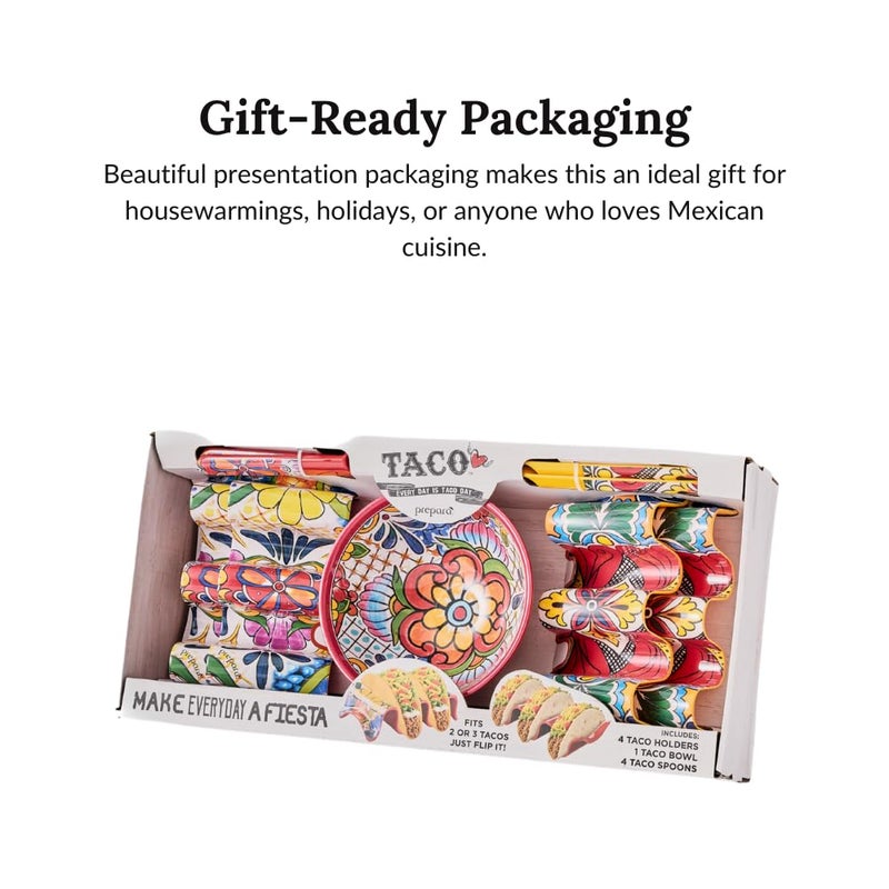 Prepara Taco Fiesta Set for 4, Multicolor Melamine Dishware - Image 2